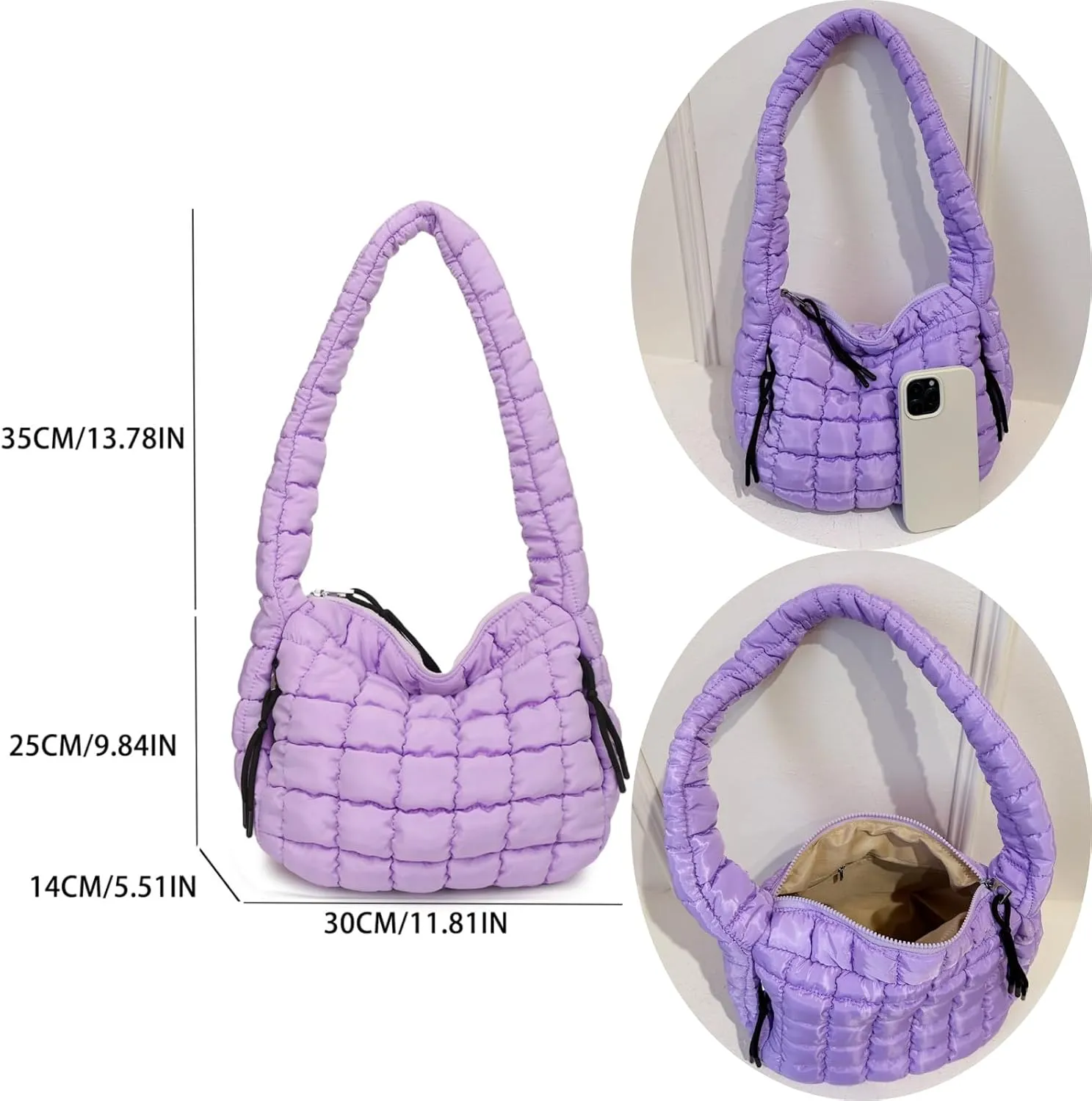 Puffer Quilted Shoulder Bags Purse Cloud Puffy Crescent Tote Bag Designer Nylon Hobos Padded Crossbody Bag for Women