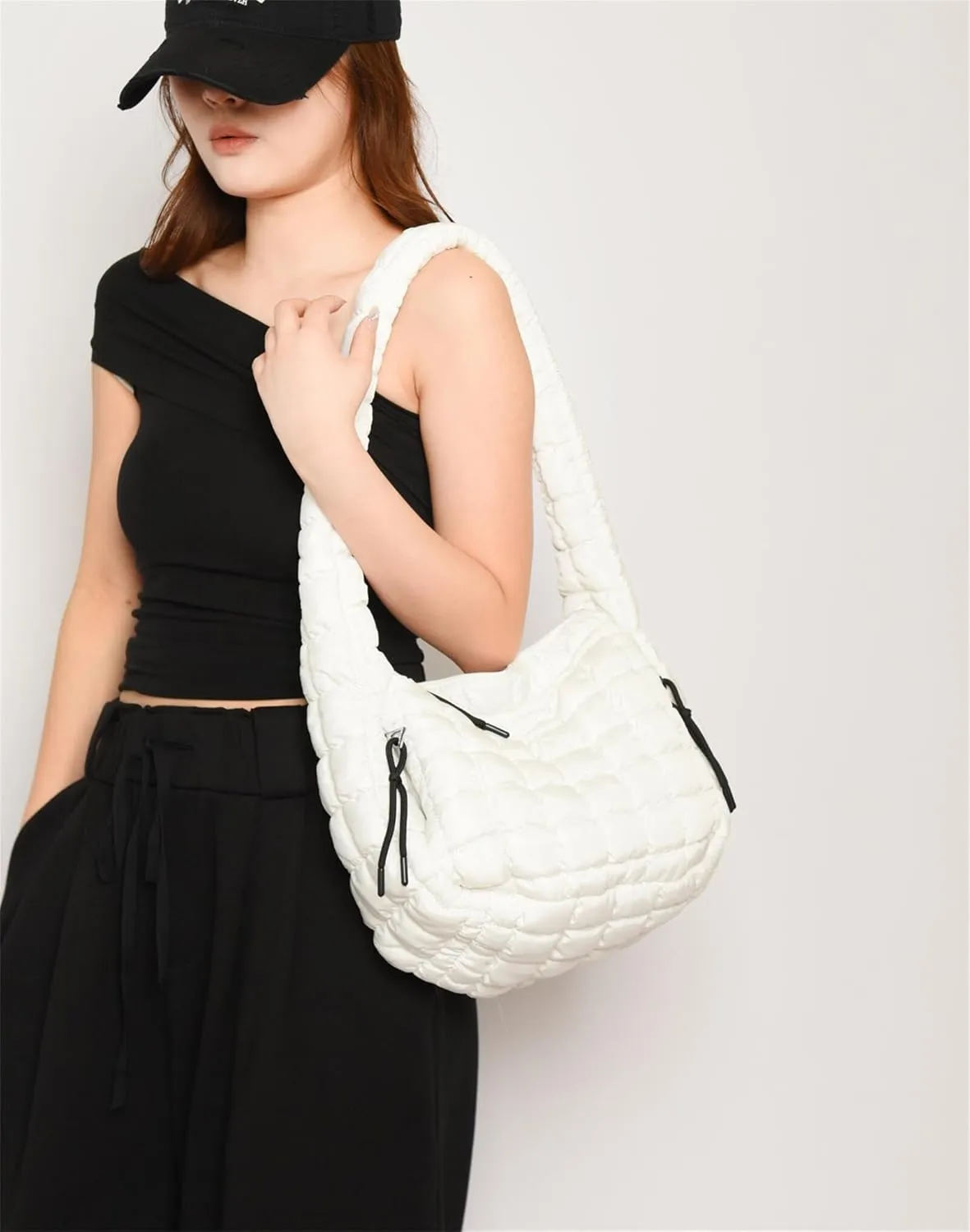 Puffer Quilted Shoulder Bags Purse Cloud Puffy Crescent Tote Bag Designer Nylon Hobos Padded Crossbody Bag for Women
