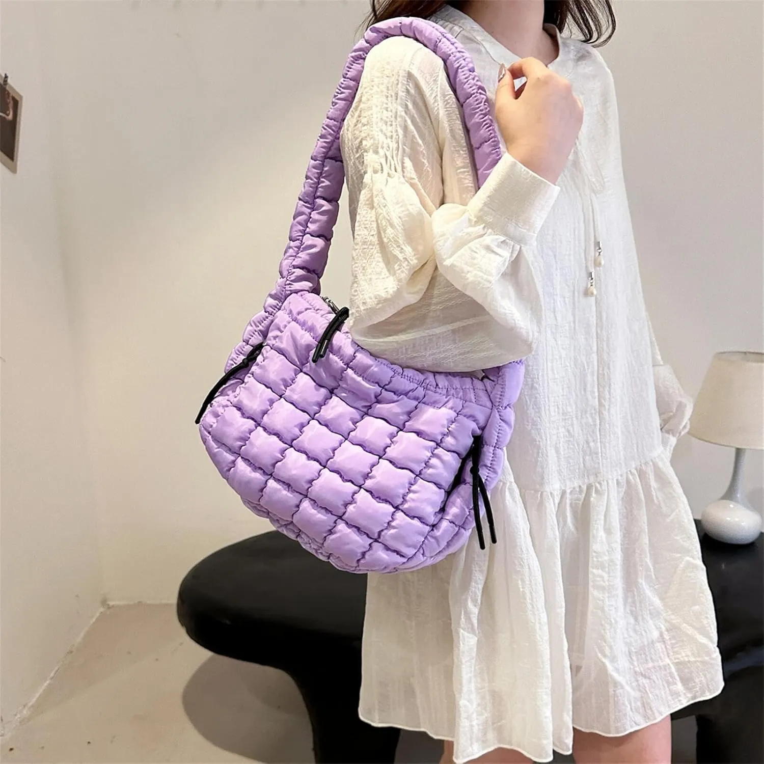 Puffer Quilted Shoulder Bags Purse Cloud Puffy Crescent Tote Bag Designer Nylon Hobos Padded Crossbody Bag for Women