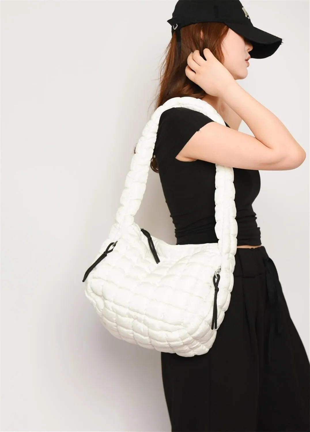 Puffer Quilted Shoulder Bags Purse Cloud Puffy Crescent Tote Bag Designer Nylon Hobos Padded Crossbody Bag for Women