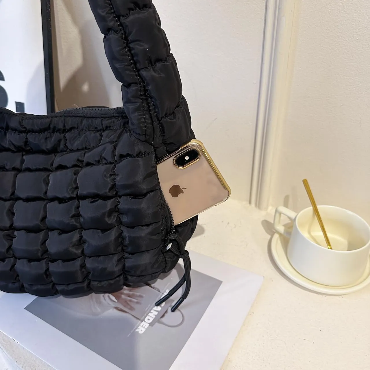 Puffer Quilted Shoulder Bags Purse Cloud Puffy Crescent Tote Bag Designer Nylon Hobos Padded Crossbody Bag for Women