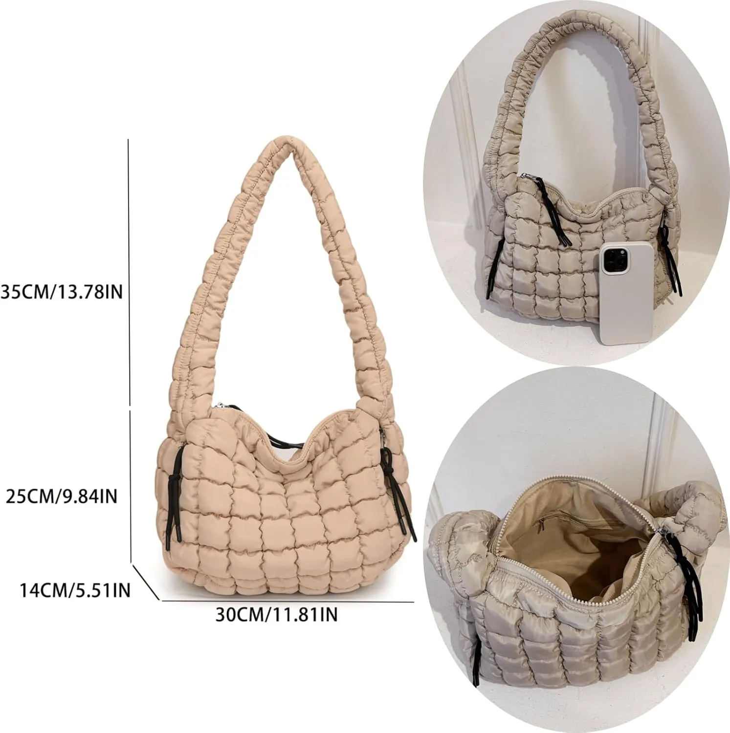 Puffer Quilted Shoulder Bags Purse Cloud Puffy Crescent Tote Bag Designer Nylon Hobos Padded Crossbody Bag for Women
