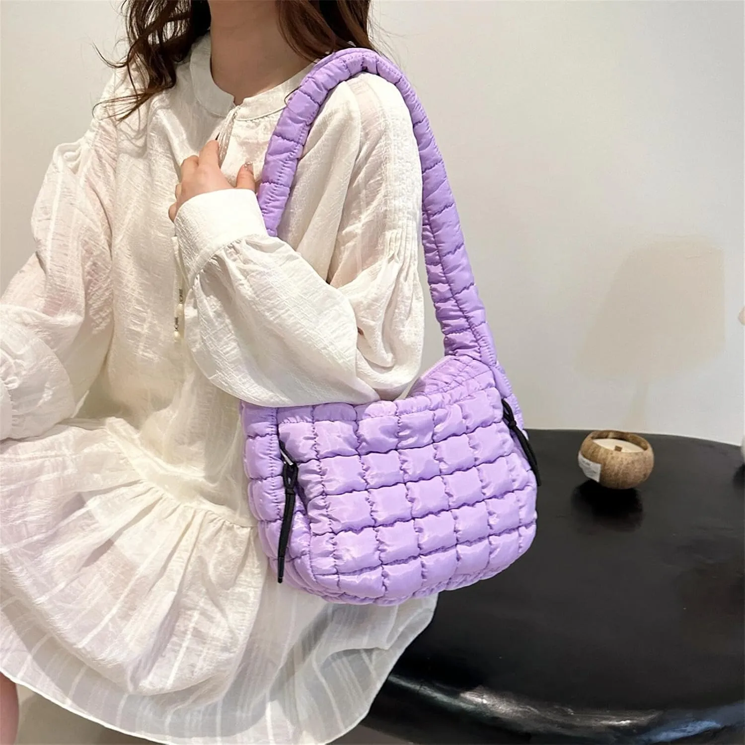 Puffer Quilted Shoulder Bags Purse Cloud Puffy Crescent Tote Bag Designer Nylon Hobos Padded Crossbody Bag for Women