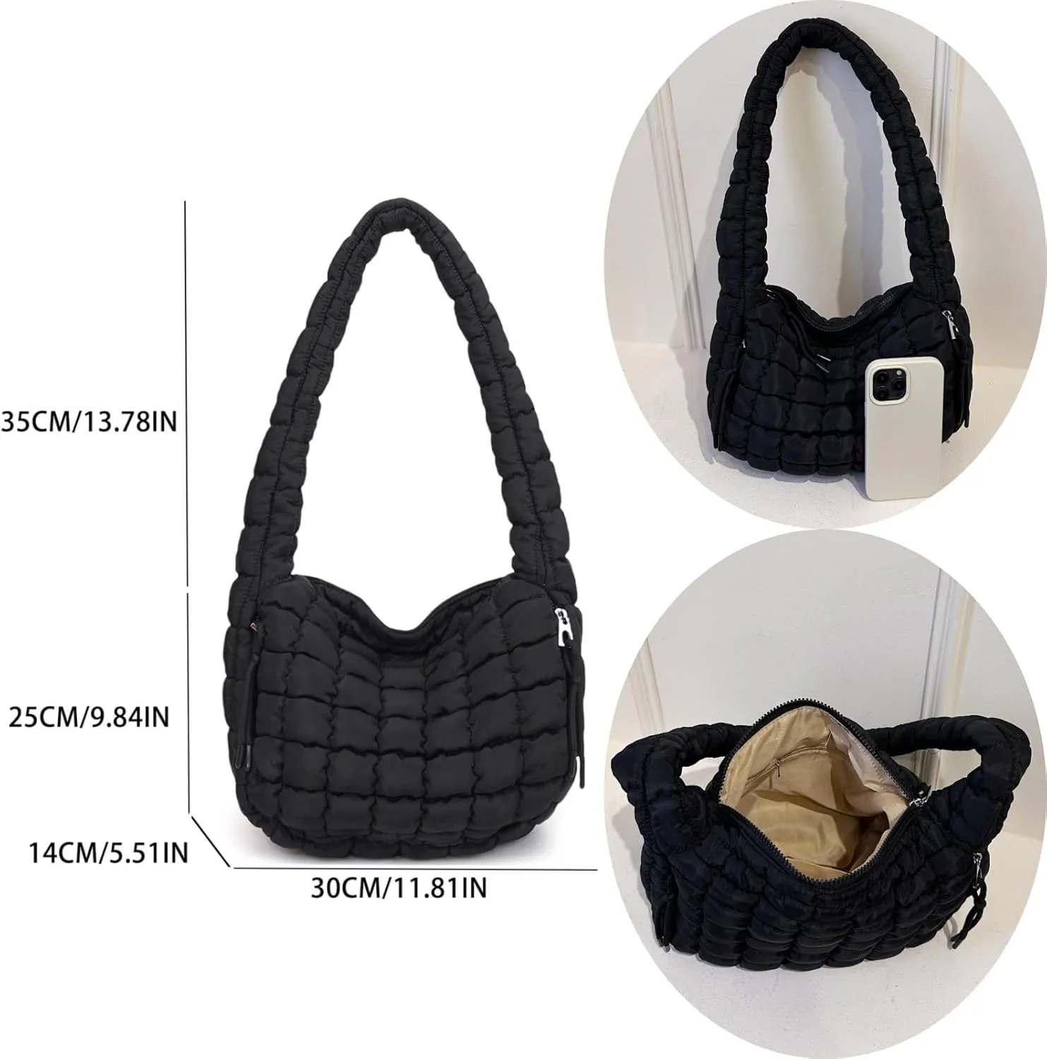 Puffer Quilted Shoulder Bags Purse Cloud Puffy Crescent Tote Bag Designer Nylon Hobos Padded Crossbody Bag for Women