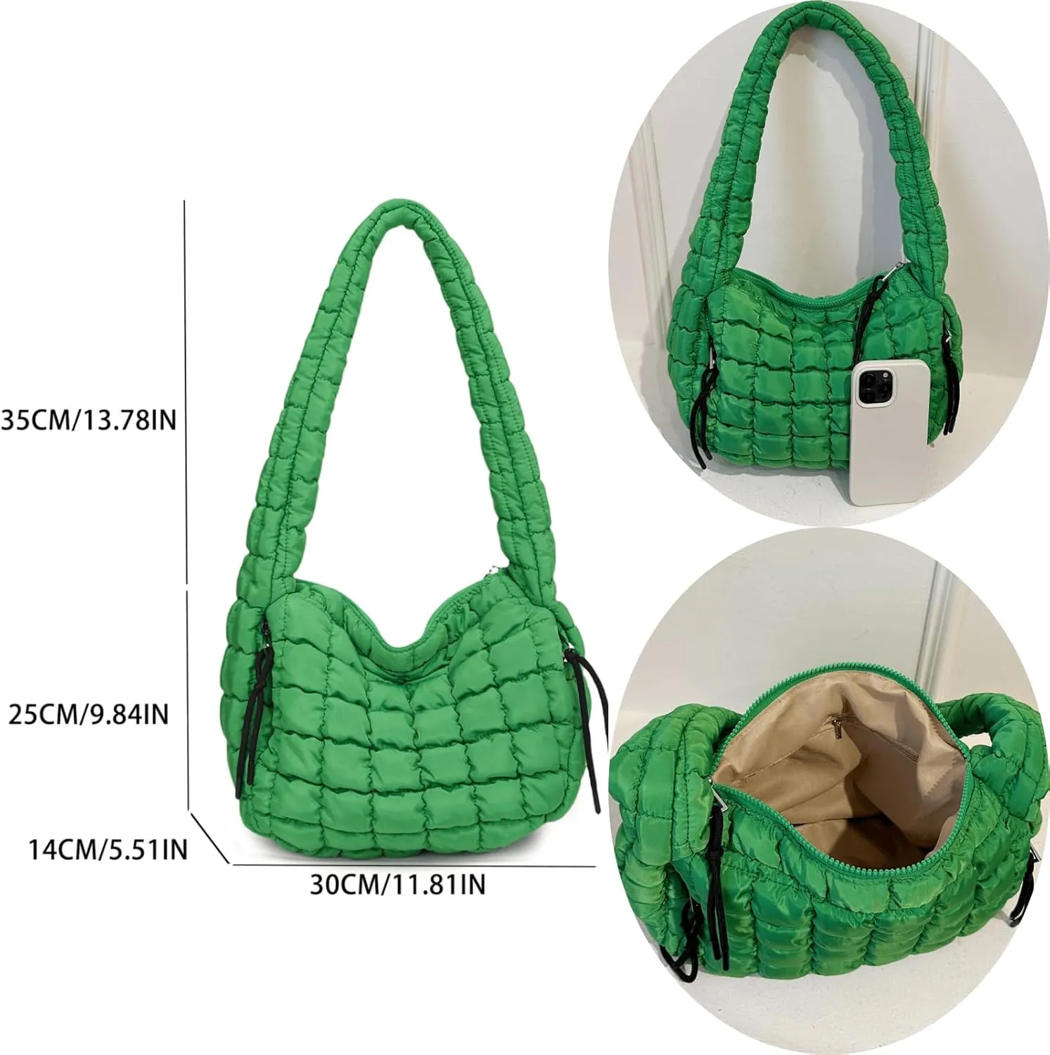 Puffer Quilted Shoulder Bags Purse Cloud Puffy Crescent Tote Bag Designer Nylon Hobos Padded Crossbody Bag for Women