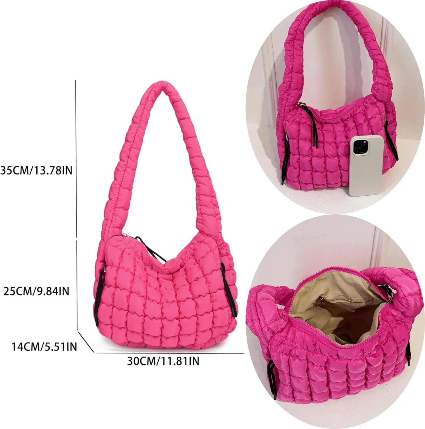 Puffer Quilted Shoulder Bags Purse Cloud Puffy Crescent Tote Bag Designer Nylon Hobos Padded Crossbody Bag for Women