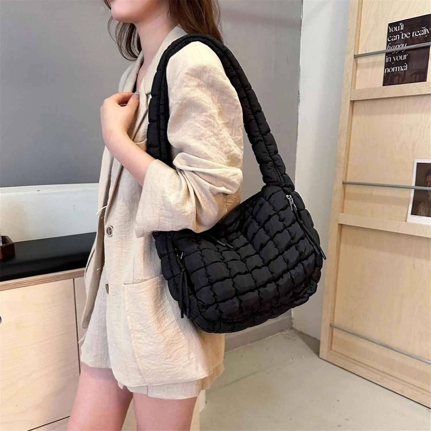 Puffer Quilted Shoulder Bags Purse Cloud Puffy Crescent Tote Bag Designer Nylon Hobos Padded Crossbody Bag for Women