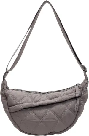 Quilted Crescent Crossbody Bags for Women Puffer Shoulder Hobo Bag Nylon Down Padded Quilted Handbag Dumpling Purse