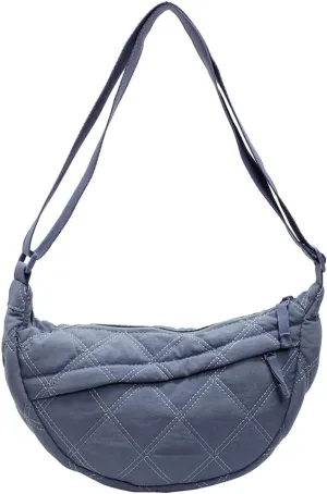 Quilted Crescent Crossbody Bags for Women Puffer Shoulder Hobo Bag Nylon Down Padded Quilted Handbag Dumpling Purse