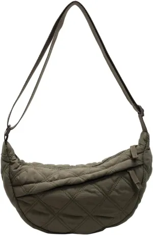 Quilted Crescent Crossbody Bags for Women Puffer Shoulder Hobo Bag Nylon Down Padded Quilted Handbag Dumpling Purse