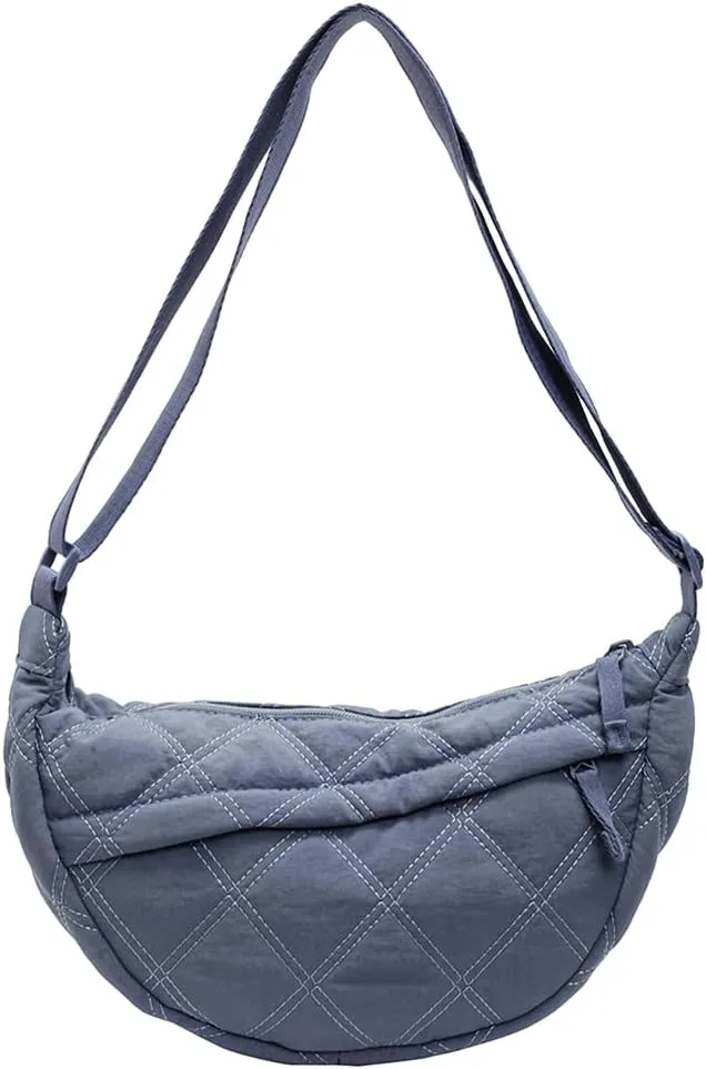 Quilted Crescent Crossbody Bags for Women Puffer Shoulder Hobo Bag Nylon Down Padded Quilted Handbag Dumpling Purse