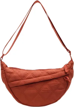 Quilted Crescent Crossbody Bags for Women Puffer Shoulder Hobo Bag Nylon Down Padded Quilted Handbag Dumpling Purse