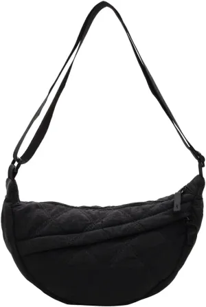 Quilted Crescent Crossbody Bags for Women Puffer Shoulder Hobo Bag Nylon Down Padded Quilted Handbag Dumpling Purse
