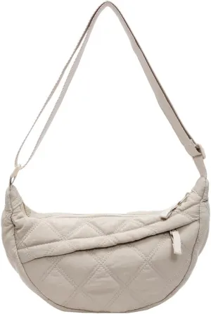 Quilted Crescent Crossbody Bags for Women Puffer Shoulder Hobo Bag Nylon Down Padded Quilted Handbag Dumpling Purse