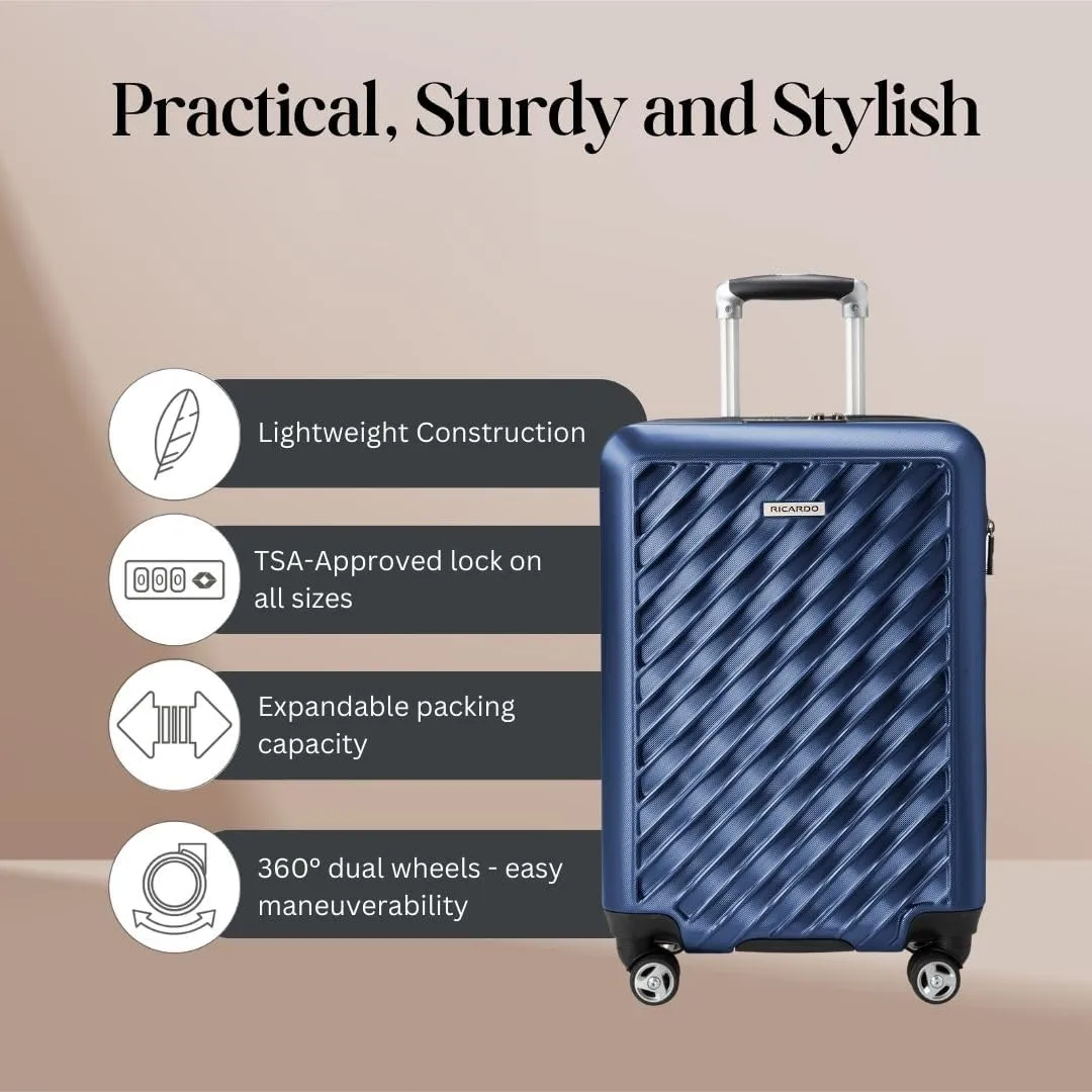 Ricardo Beverly Hills Melrose Hardside Expandable Luggage with Lightweight Construction for Smooth Traveling, Stylish, Durable, and Spacious, Men and Women, Prussian Blue, Check-In Large 29-Inch