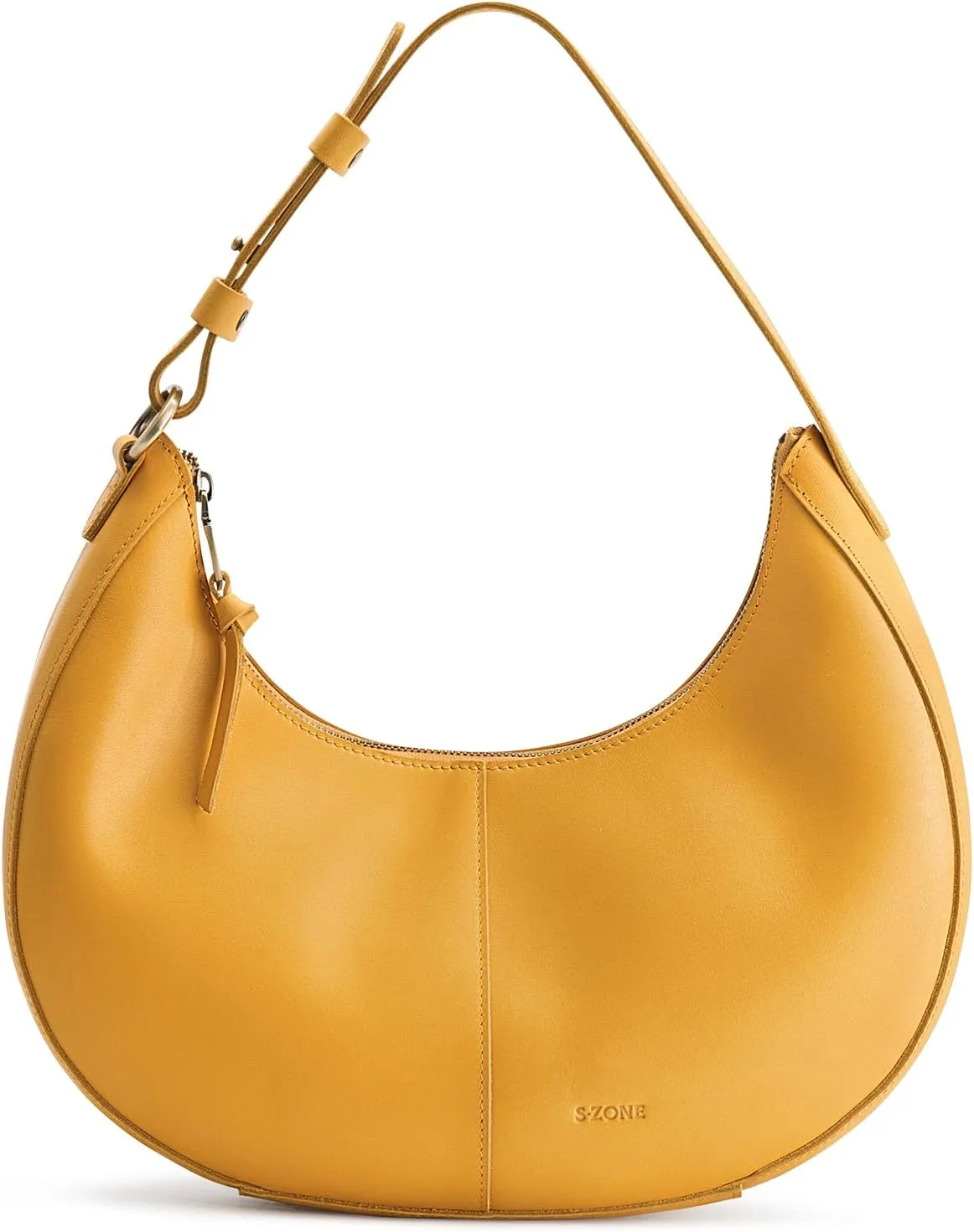 S-ZONE Top Grain Leather Shoulder Bags for Women Hobo Crescent Bag Handbags Purse