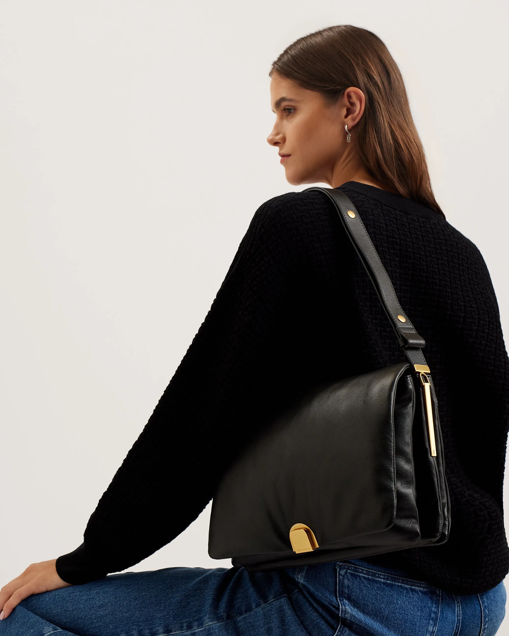 Samilla Lock Detail Soft Quilted Large Black