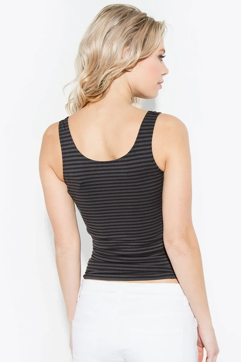 Seamless Striped Scoop Neck Tank Top