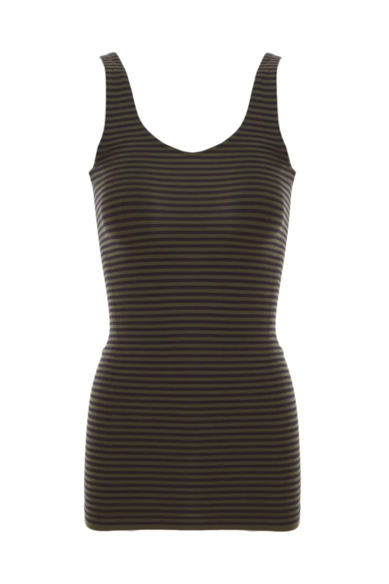 Seamless Striped Scoop Neck Tank Top