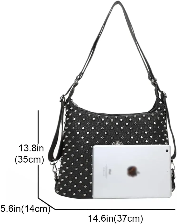 Skull Tote Bags Women Handbags Rivet Purse Shoulder Bag Faux Leather Totes Punk Hip Hop Satchel Style Handbags