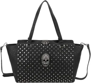 Skull Tote Bags Women Handbags Rivet Purse Shoulder Bag Faux Leather Totes Punk Hip Hop Satchel Style Handbags