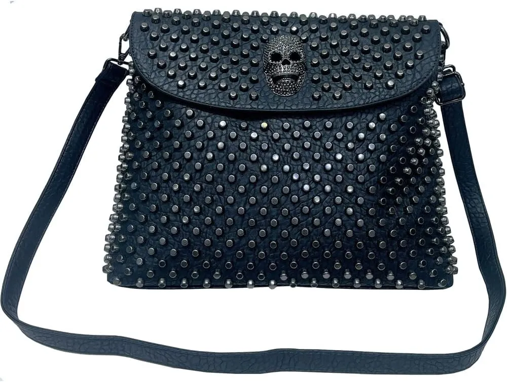 Skull Tote Bags Women Handbags Rivet Purse Shoulder Bag Faux Leather Totes Punk Hip Hop Satchel Style Handbags