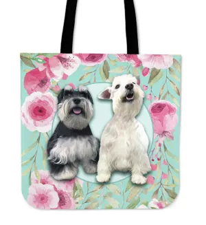 Snowden & Sergeant Custom Tote Bag - Floral on Lite Teal Background
