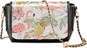 Tropical Flamingo Birds Pineapple Women Crossbody Bag Purses Animal Print Leather Shoulder Bags Phone Satchel