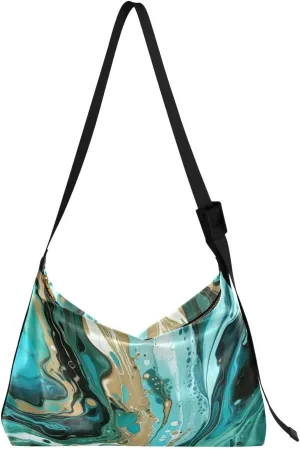 Turquoise Marble Crossbody Bag Hobo Handbag Purse Fashion PU Leather Shoulder Bags for Women