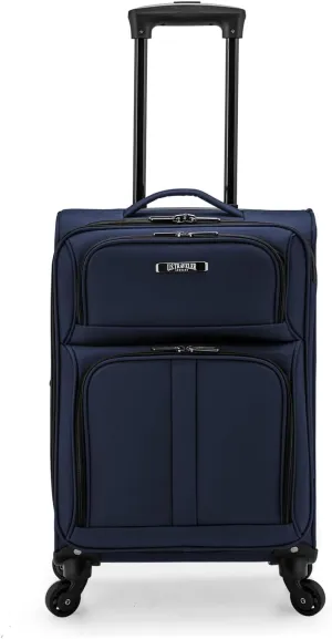 U.S. Traveler Anzio Softside Expandable Spinner Luggage, Navy, Carry-on 22-Inch