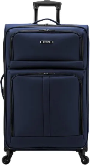 U.S. Traveler Anzio Softside Expandable Spinner Luggage, Navy, Checked-Large 30-Inch