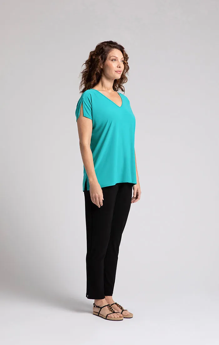 V-Neck Slit Sleeve Top