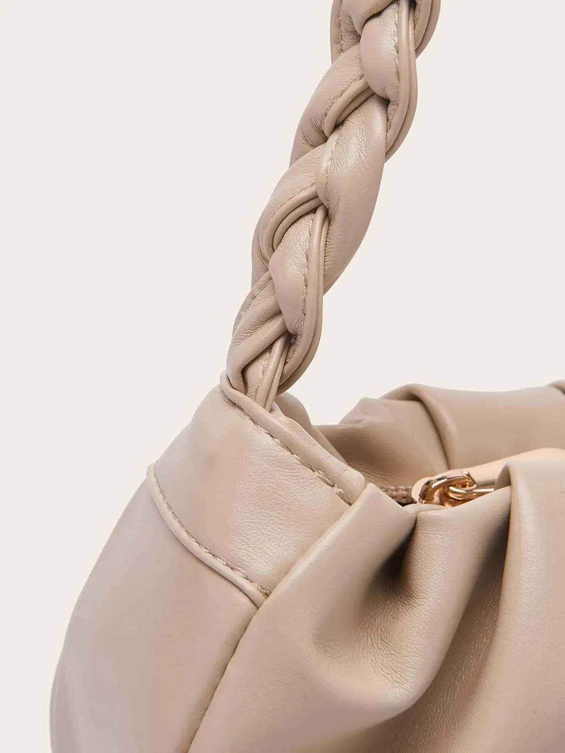 Verdusa Women's Pleated PU Leather Shoulder Bags Clutch Handbag with Braided Handles