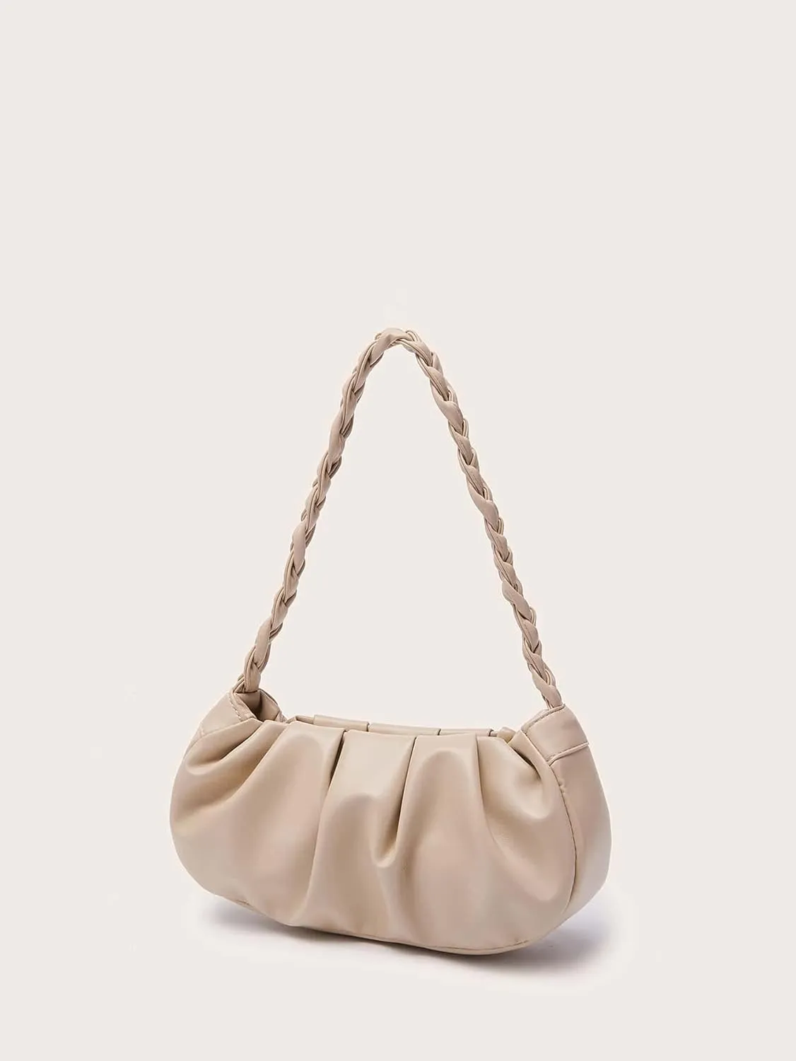 Verdusa Women's Pleated PU Leather Shoulder Bags Clutch Handbag with Braided Handles