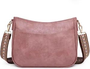 Vintage Style Womens Crossbody Shoulder Bag Trendy Ladies Causal Satchel Messenger Bag Guitar Strap PU Leather
