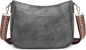 Vintage Style Womens Crossbody Shoulder Bag Trendy Ladies Causal Satchel Messenger Bag Guitar Strap PU Leather