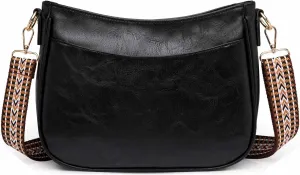 Vintage Style Womens Crossbody Shoulder Bag Trendy Ladies Causal Satchel Messenger Bag Guitar Strap PU Leather
