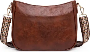 Vintage Style Womens Crossbody Shoulder Bag Trendy Ladies Causal Satchel Messenger Bag Guitar Strap PU Leather