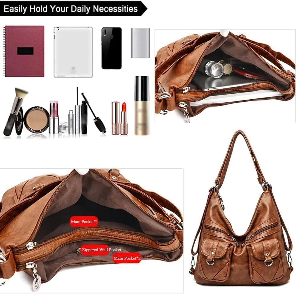 Vintage Women Handbags Purses Soft PU Leather Shoulder Bag Hobo