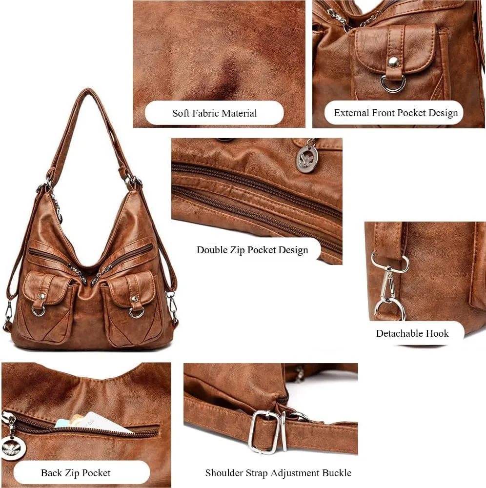 Vintage Women Handbags Purses Soft PU Leather Shoulder Bag Hobo