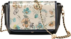 Watercolor Botanical Flower Leather Shoulder Bags Waterproof Crossbody Purses for Women Fashion Satchel Chain Strap