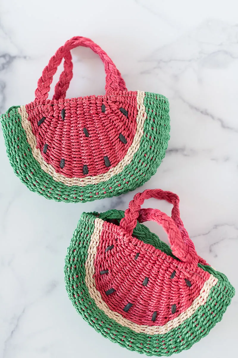 Watermelon Orange Straw Tote Bag