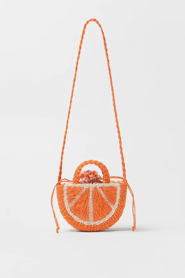 Watermelon Orange Straw Tote Bag