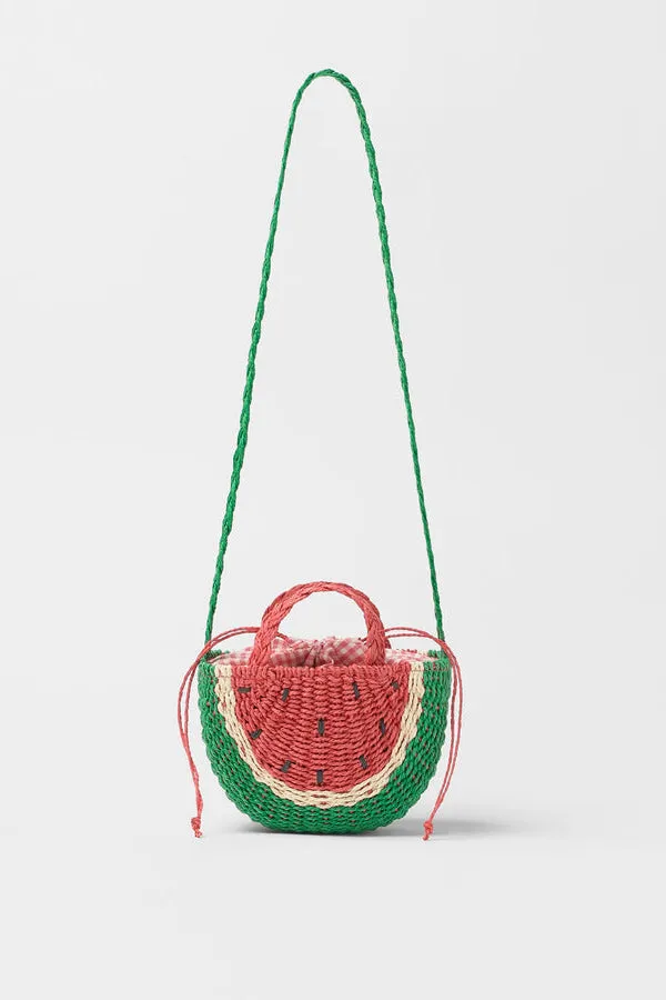 Watermelon Orange Straw Tote Bag
