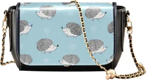 Waterproof Leather Shoulder Bags, Cute Hedgehogs Women Crossbody Bag Purses Medium Satchel with Chain Strap