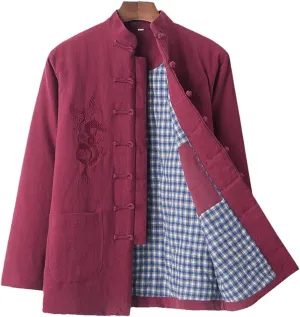 Winter Tang Suit Men Cotton Padded Warm Kung Fu Uniform Jacket Long Sleeved Coat Tops for Seniors