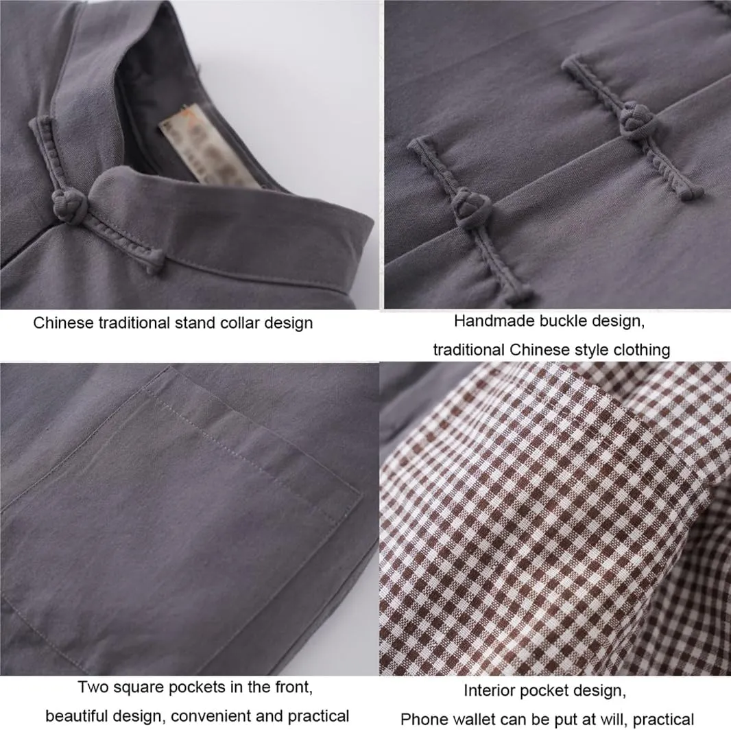 Winter Warm Thicken Tang Suit Men Cotton Padded Kung Fu Uniform Jacket Long Sleeved Coat Tops for Seniors Green-L