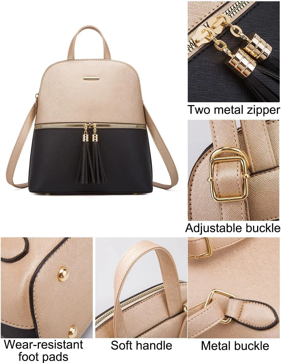 Women PU Leather Shoulder Bags Backpack Fashion Handbags Clutch Crossbody Pouch Card Holder 4Pcs Set