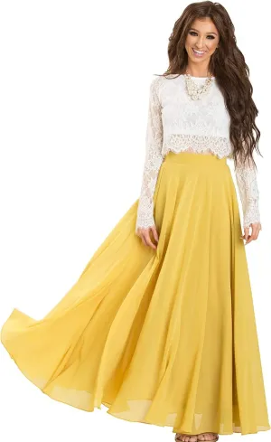 Women's Classic Flowy Maxi Skirt - Perfect for Engagements, Weddings, Any Special Occasions! Beautiful, Soft, and Elegant.