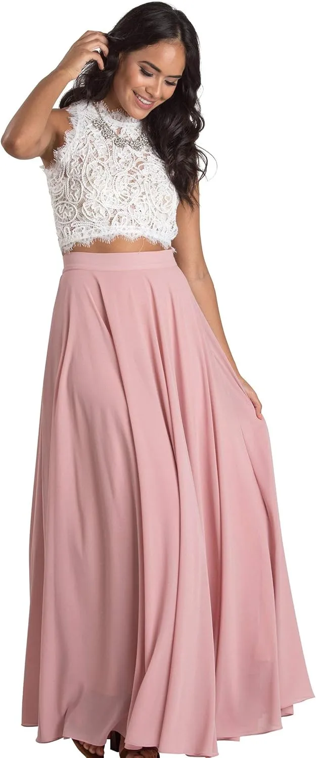 Women's Classic Flowy Maxi Skirt - Perfect for Engagements, Weddings, Any Special Occasions! Beautiful, Soft, and Elegant.